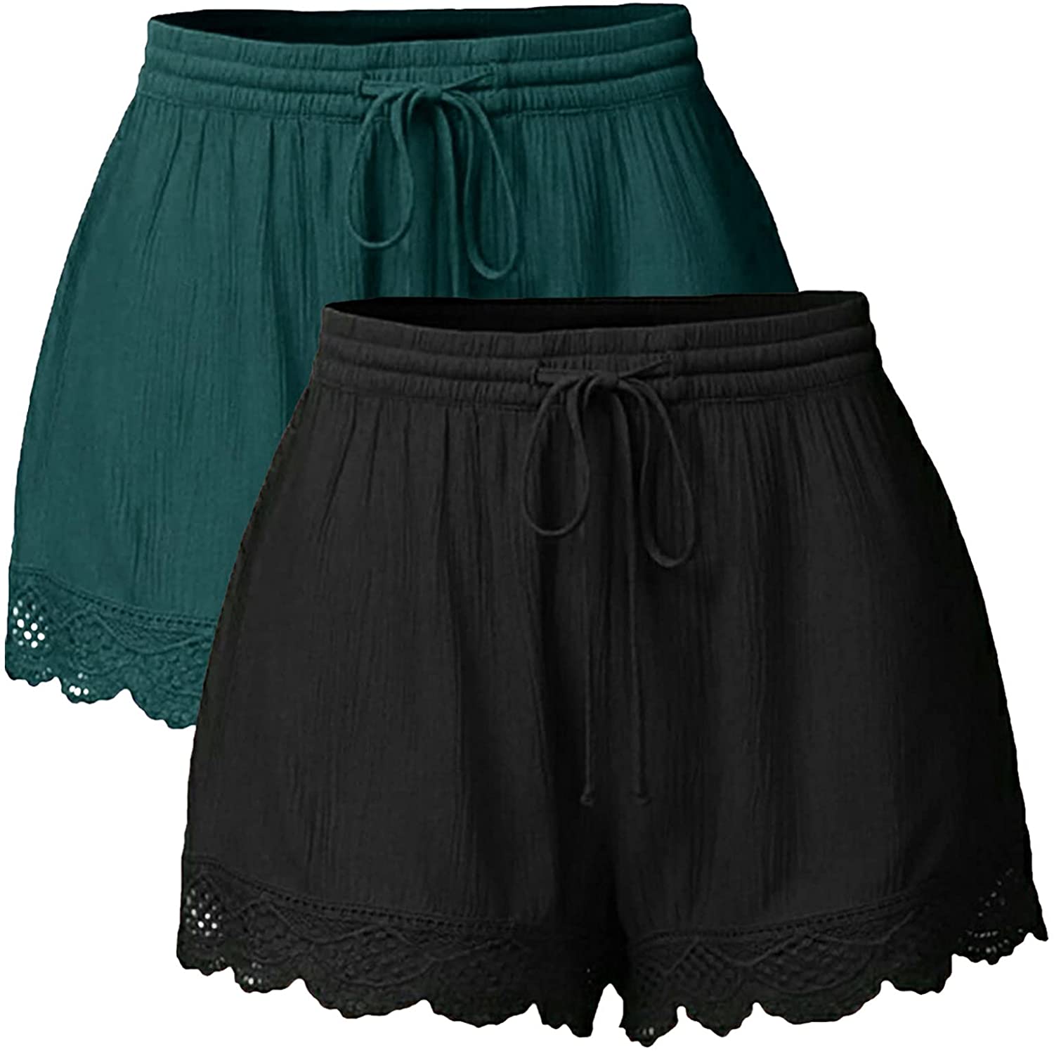 FNJJLU Women Shorts High Waist Loose Fit Yoga Fitness Shorts Comfy Workout Gym Shorts with Drawstrin