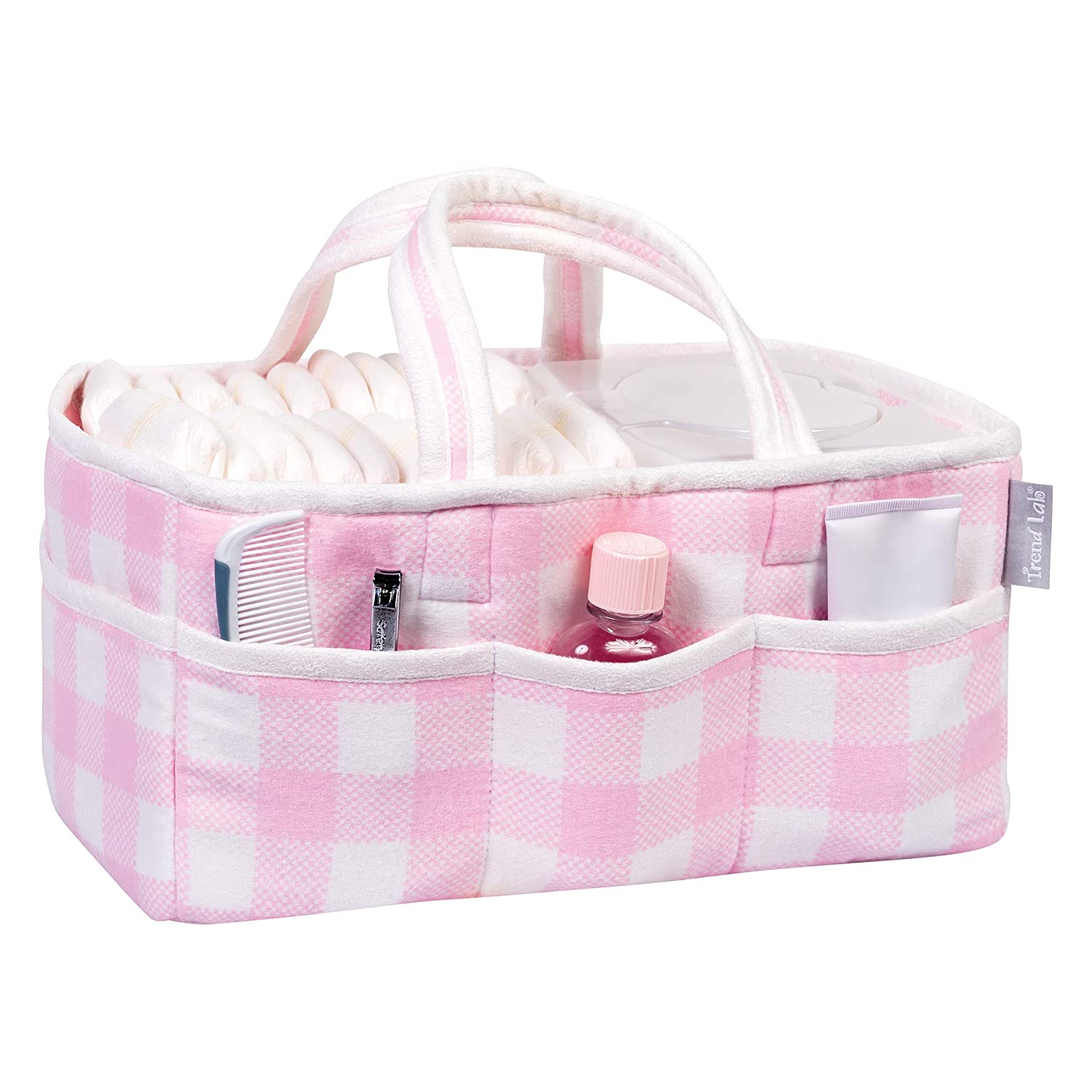 Trend Lab Storage Caddy, Pink & White Buffalo Check