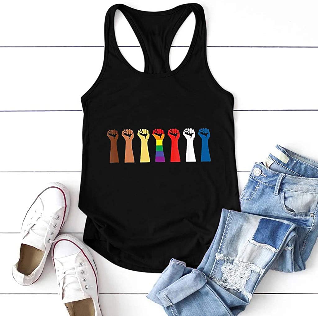 Dosoop Women Graphic Workout Tank Top Summer Casual Loose Fit Crewneck Sleeveless Scoop Neck T-Shirt