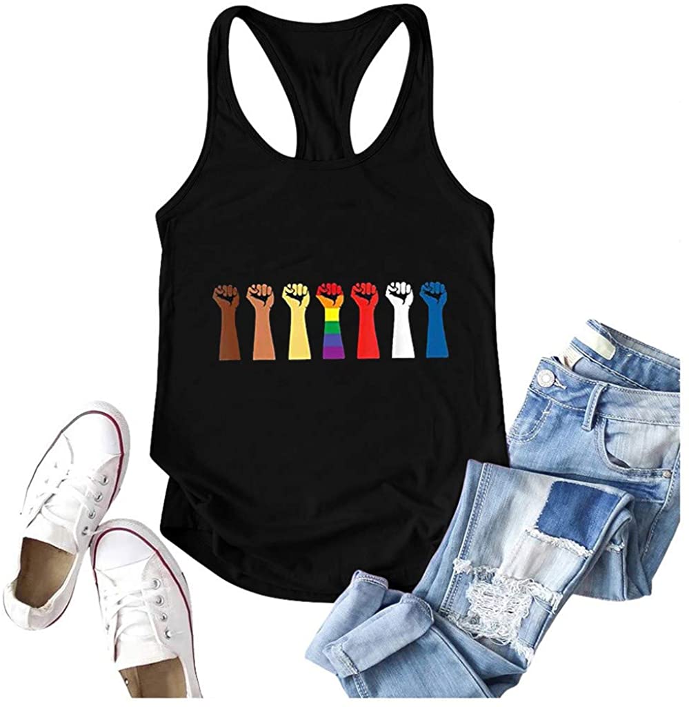 Dosoop Women Graphic Workout Tank Top Summer Casual Loose Fit Crewneck Sleeveless Scoop Neck T-Shirt