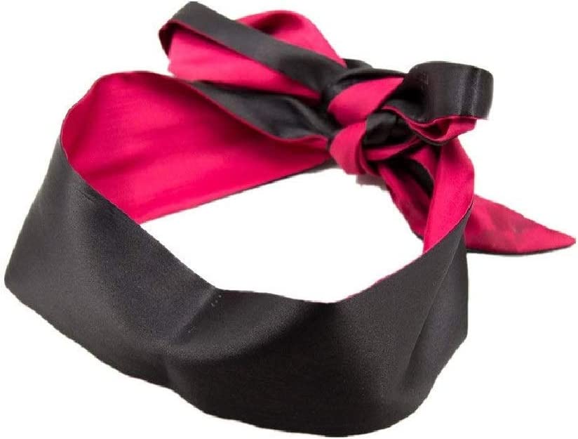Sleeping Mask Satin Eye Mask Red Black Blindfold,59 Inches (Red-1)