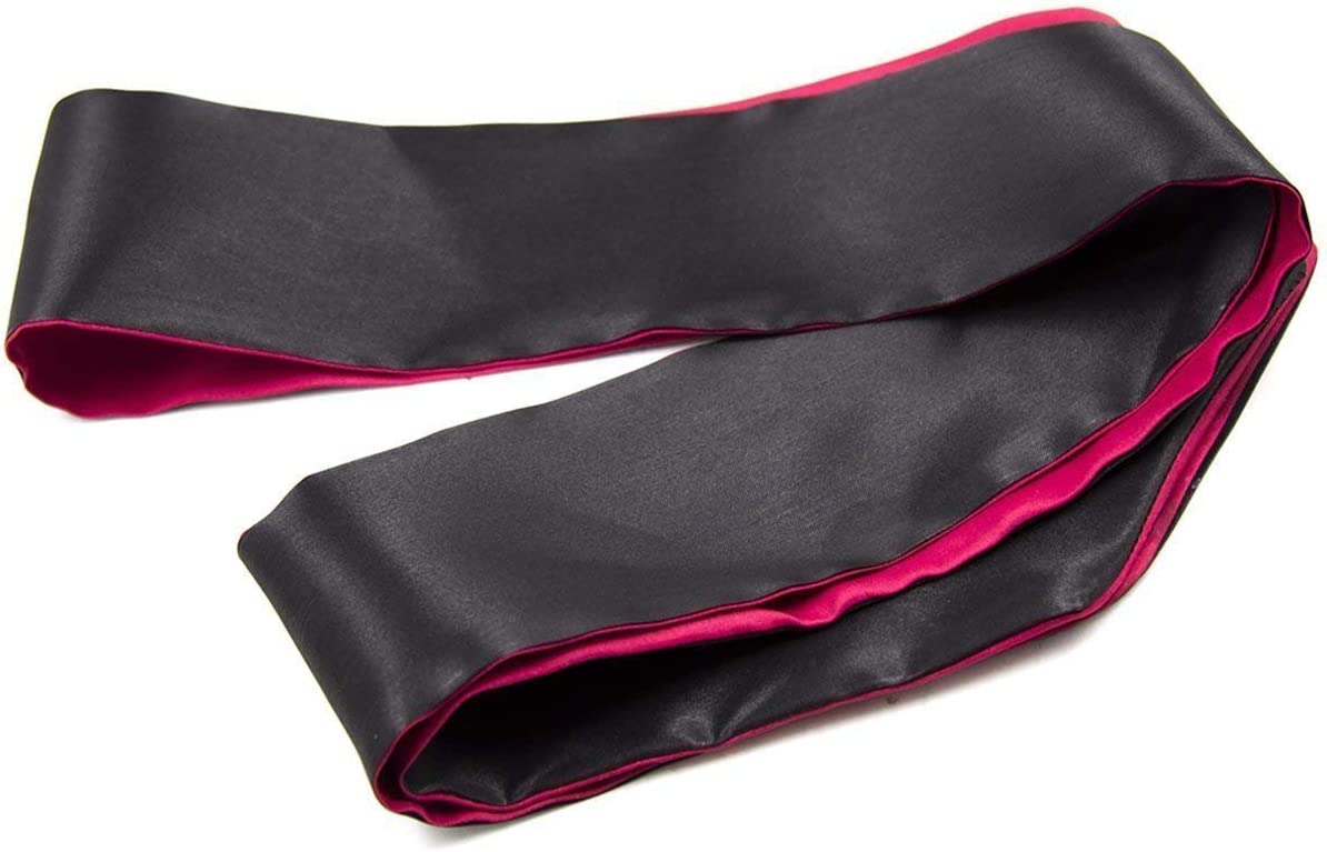Sleeping Mask Satin Eye Mask Red Black Blindfold,59 Inches (Red-1)