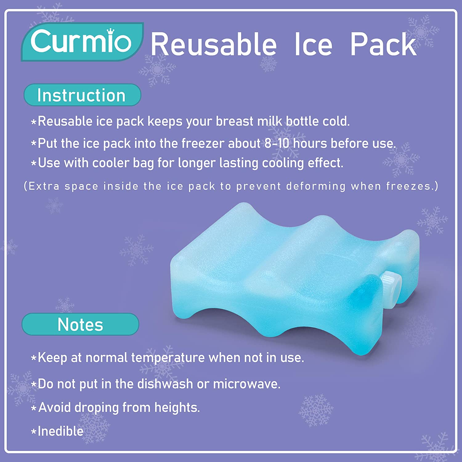 CURMIO Bottle Ice Pack for Breastmilk Storage Bag, Reusable Ice Pack for Breastfeeding Working Moms