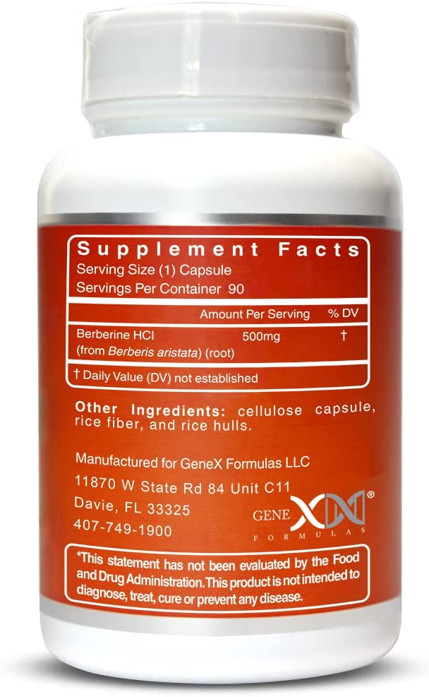 Genex Berberine HCl 500mg Powerful AMPK Activator, Pairs Well with Resveratrol and NMN