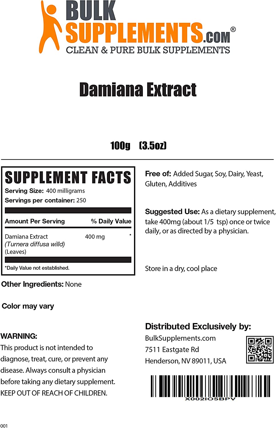 BulkSupplements.com Damiana Extract Powder - Damiana Leaf Extract - Damiana Herb Supplement - Damian