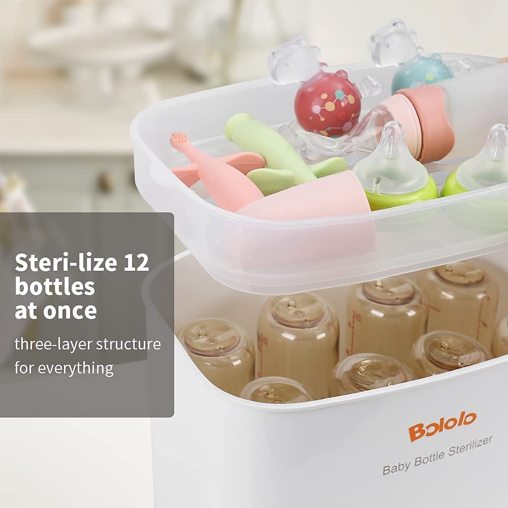 Bololo Baby Bottle Sterilizer and Dryer| Set-lizer for Baby Bottles,Breast Pump,Cups | LED Touch Scr