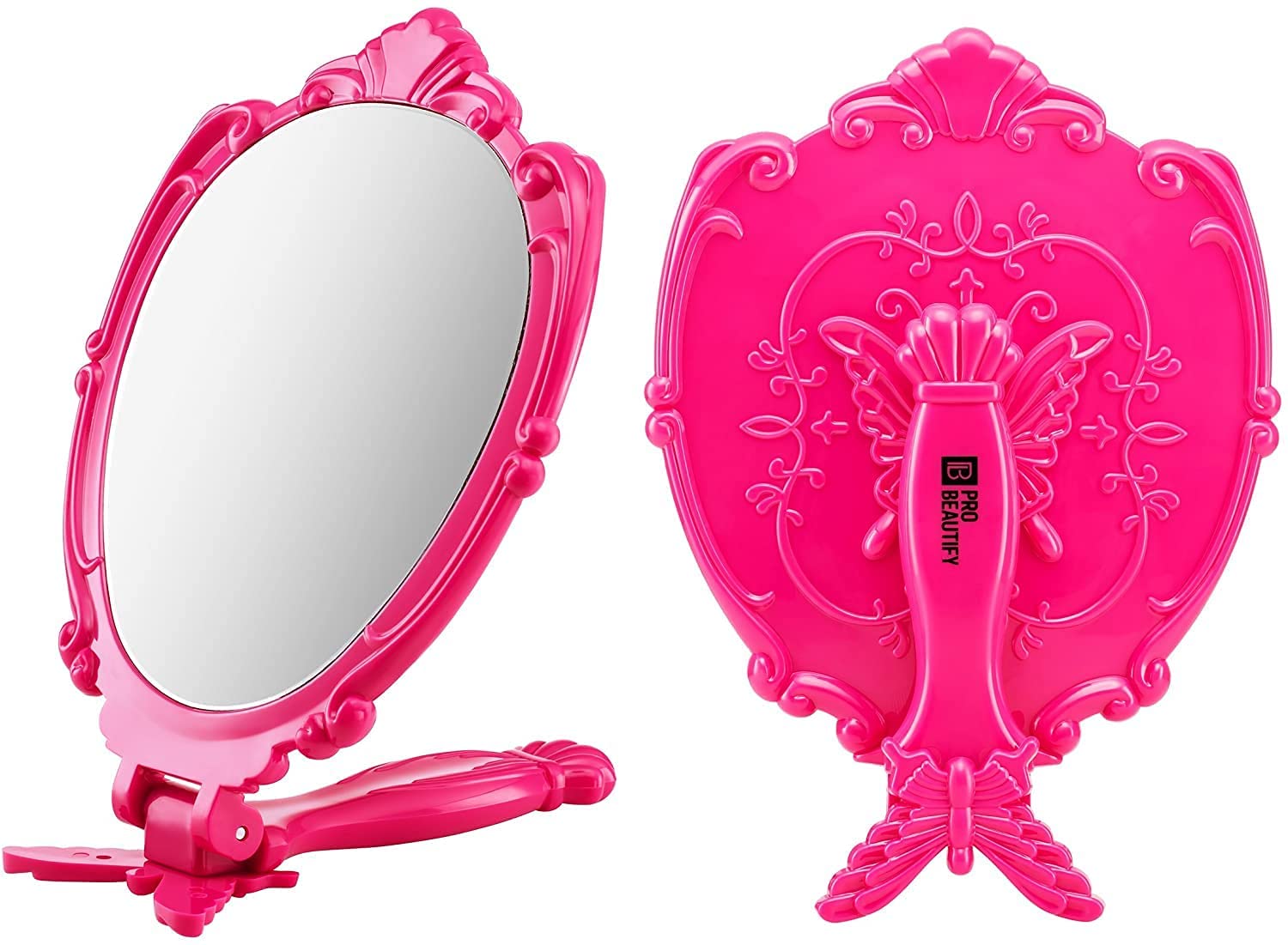 Probeautify Decorative Hand Held Mirror - Beautifully Butterfly Design Hand Mirrors with Handle - Li