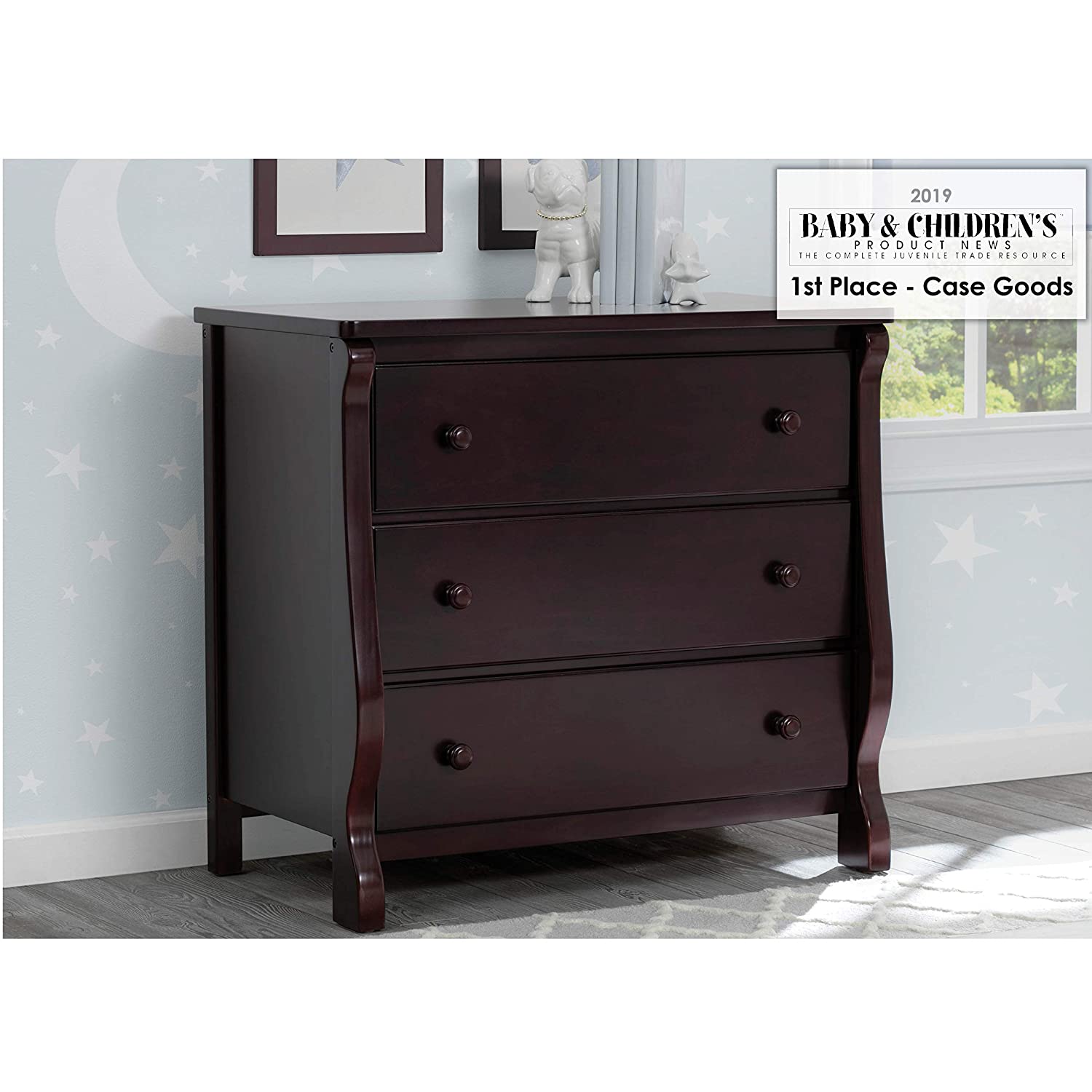 Delta Children Universal 3 Drawer Dresser, Dark Chocolate