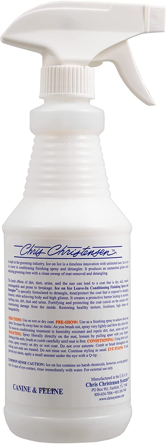 Chris Christensen Ice on Ice Detangler Dog Spray, Groom Like a Professional, Ready to Use, Condition