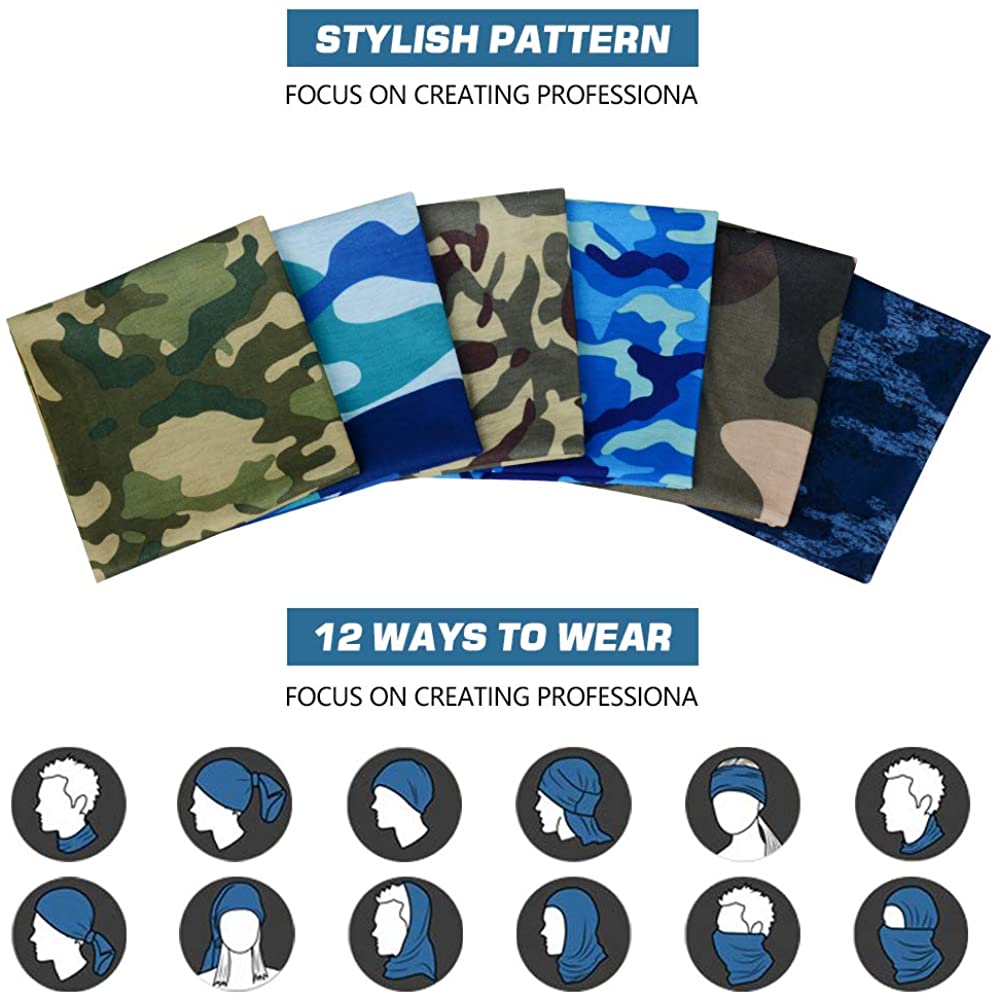 Neck Gaiter, Magic Headband Sport Headwear Elastic Face Mask Bandana Scarf UV Resistence Balaclava, 
