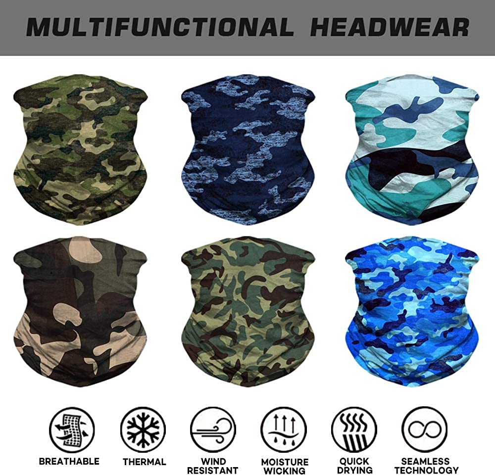 Neck Gaiter, Magic Headband Sport Headwear Elastic Face Mask Bandana Scarf UV Resistence Balaclava, 