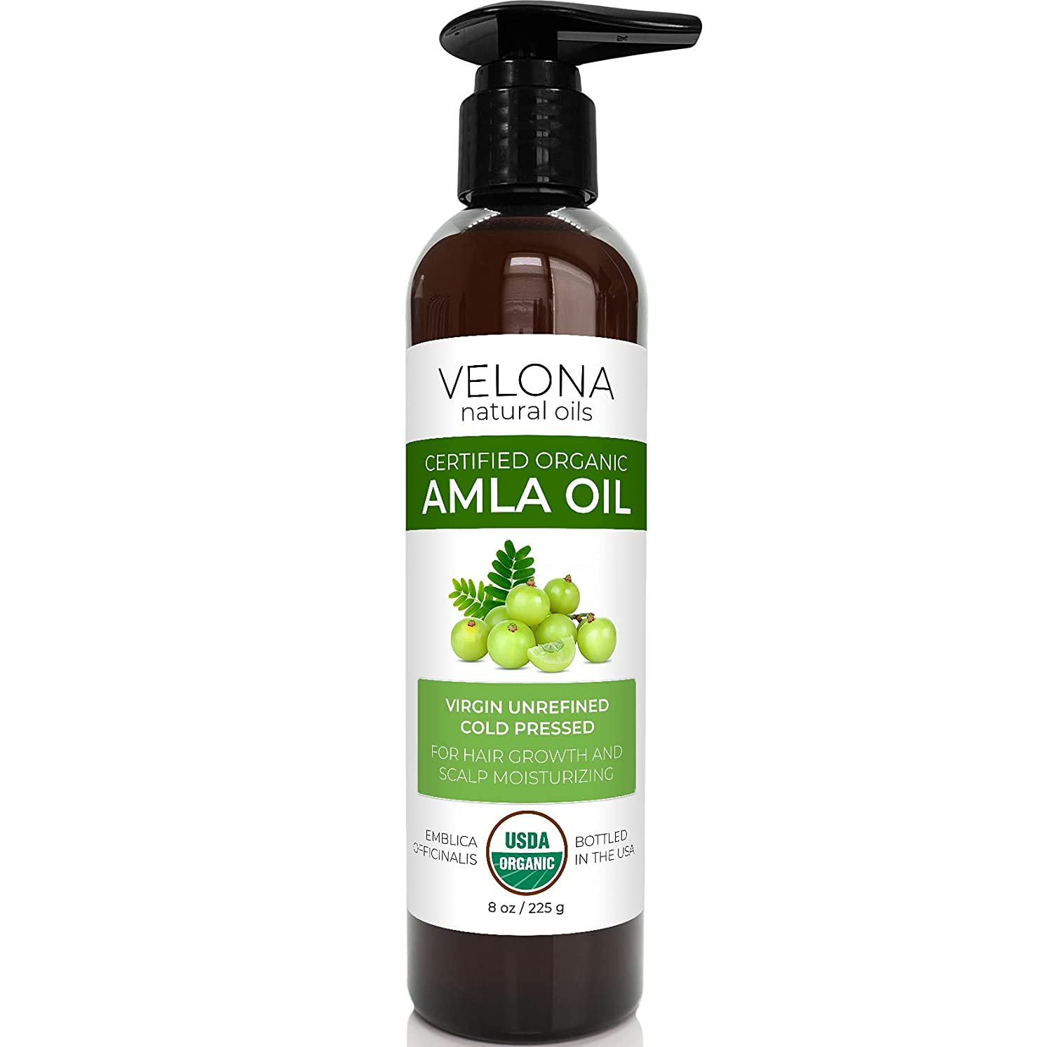 Velona Amla Oil USDA Certified Organic - 8 oz | 100% Pure and Natural Carrier Oil | Extra Virgin, Un