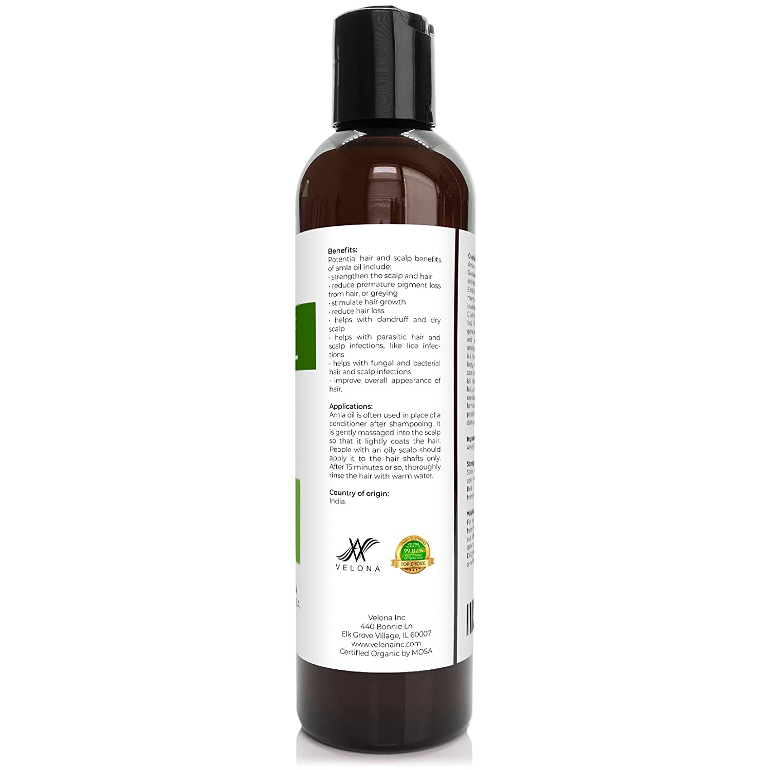 Velona Amla Oil USDA Certified Organic - 8 oz | 100% Pure and Natural Carrier Oil | Extra Virgin, Un