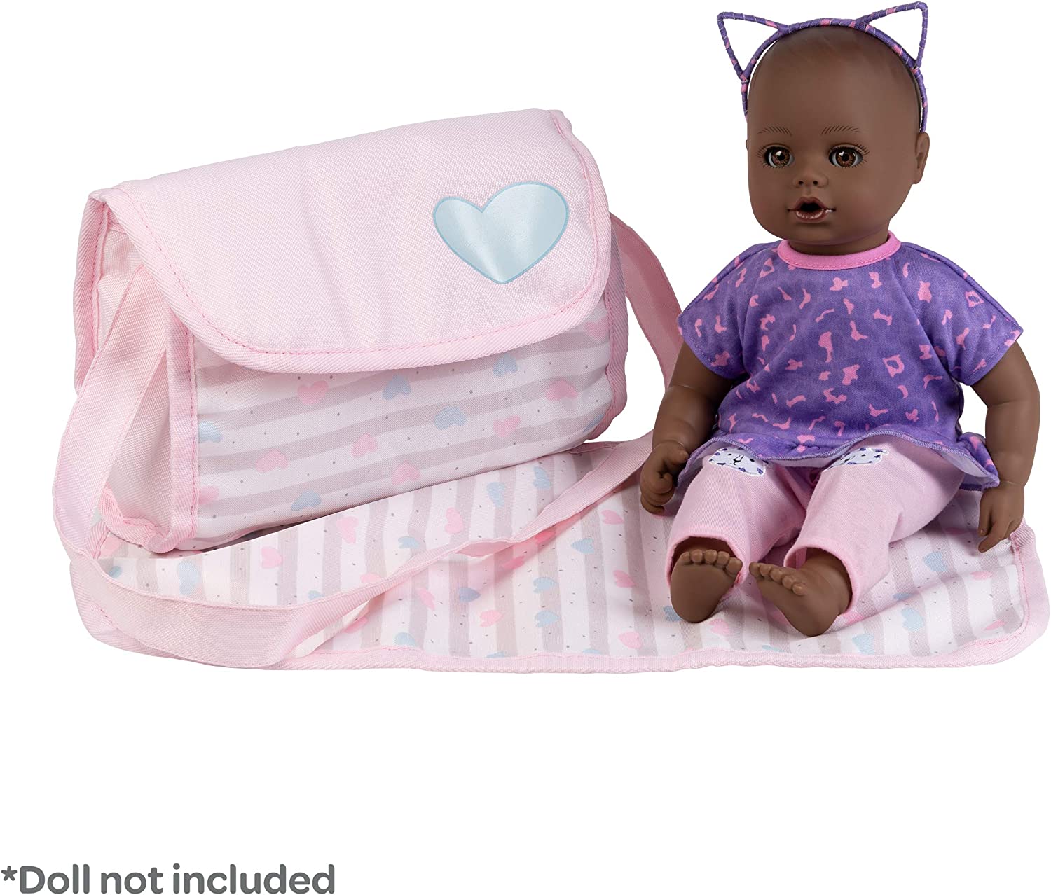 Adora Baby Doll Diaper Bag In Classic Pastel Pink, Diapers Fit 13 Inch Dolls