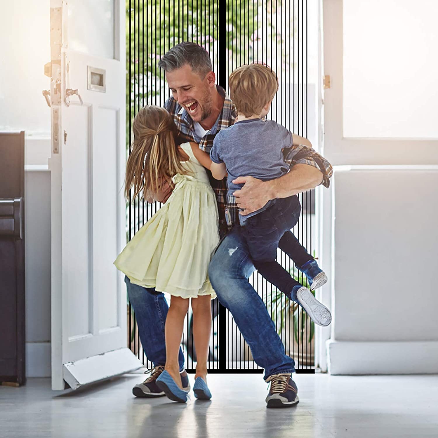 GOUER Mosquito Door Screen, 105x200cm Keep Bugs Out Insect Mosquito Door Screen with Magic Tape, for