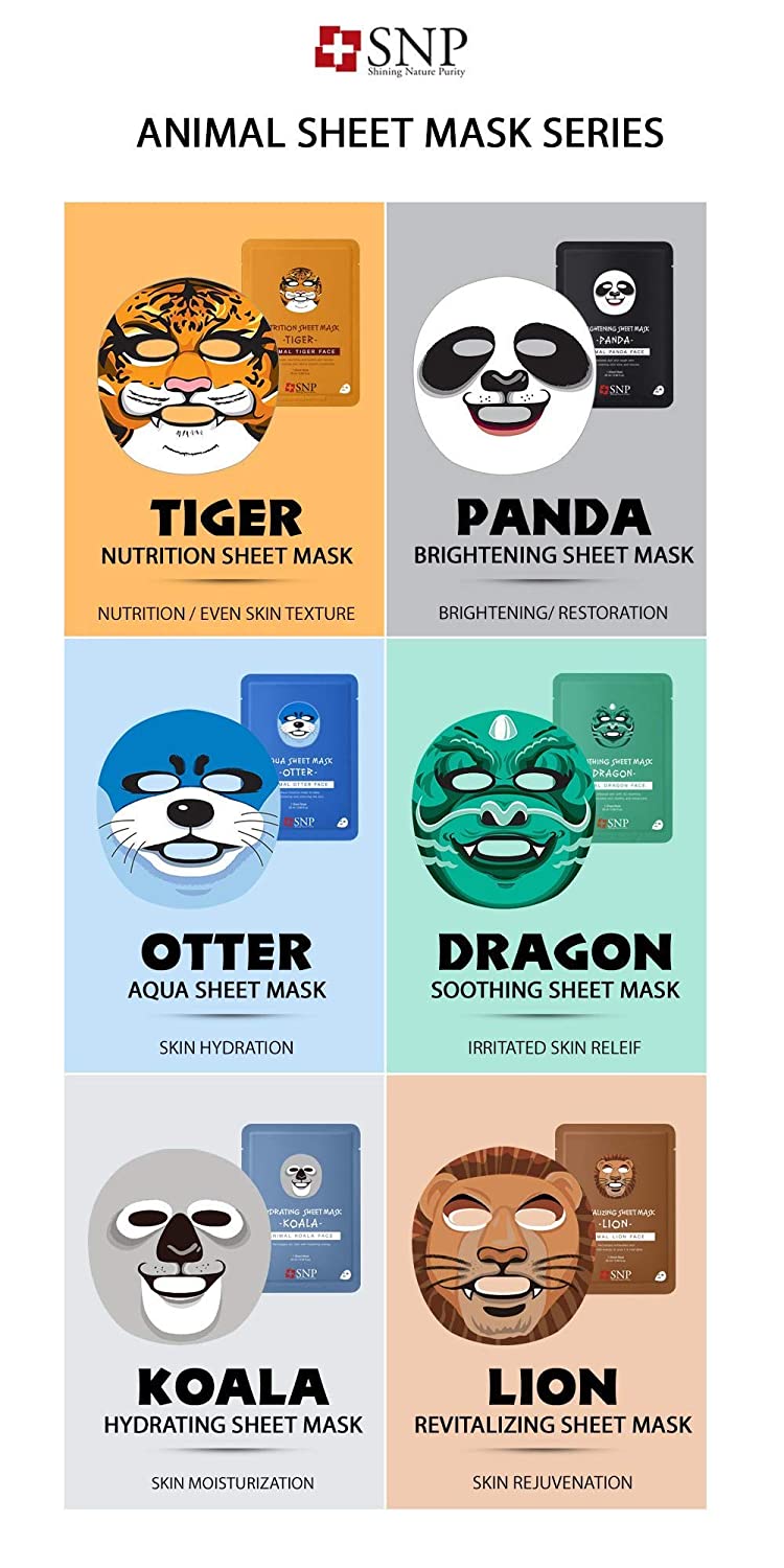 SNP - Animal Otter Aqua Korean Face Sheet Mask - Maximium Hydration & Protection for All Dry Skin Ty