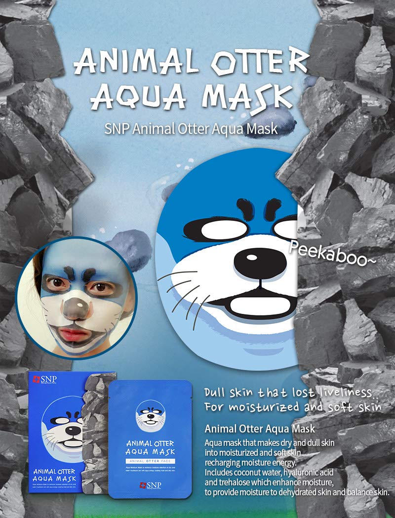 SNP - Animal Otter Aqua Korean Face Sheet Mask - Maximium Hydration & Protection for All Dry Skin Ty
