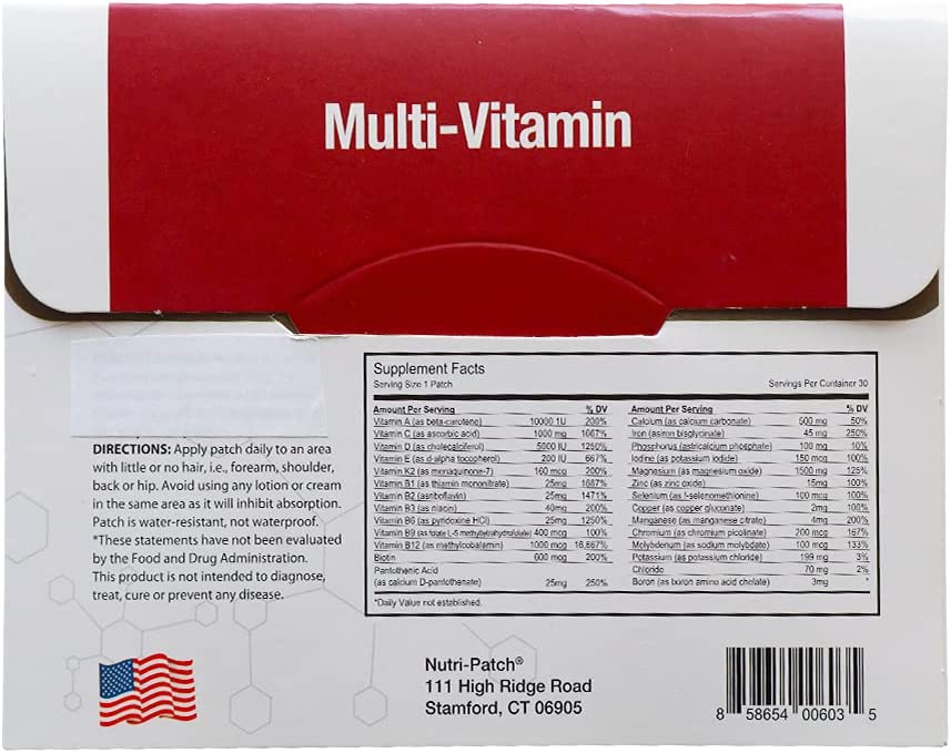 Multi-Nutrients in a Topical Skin Patch, from Nutri-Patch. 30 Day Supply.