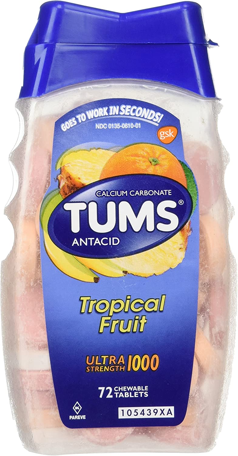 TUMS Tropical Fruit Ultra, 72 Count, Pack of 6