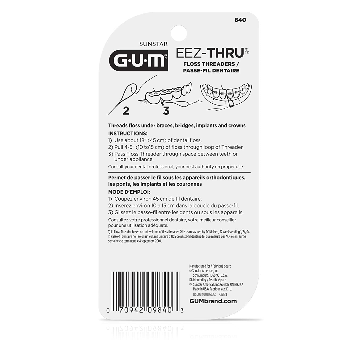 GUM - 840RI EEZ-Thru Floss Threaders, 25 Count, Blue
