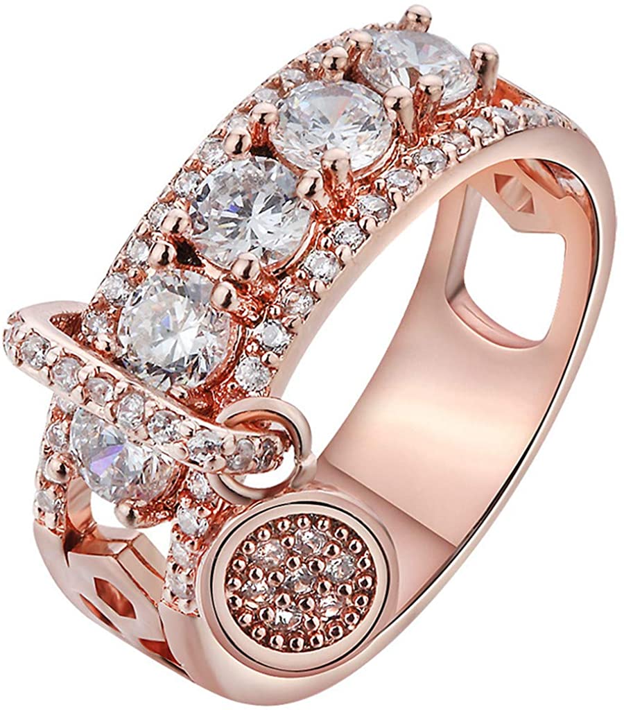 Wedding Band Ring For Women Personality Simple Retro Inlaid Rhinestone Party Ring Ladies Jewelry Gif