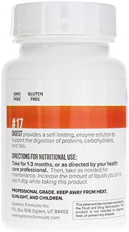 Systemic Formulas Bio Function #17 D Digest 60 Capsules. Helps Digestion of Heavy Meals and Absorpti