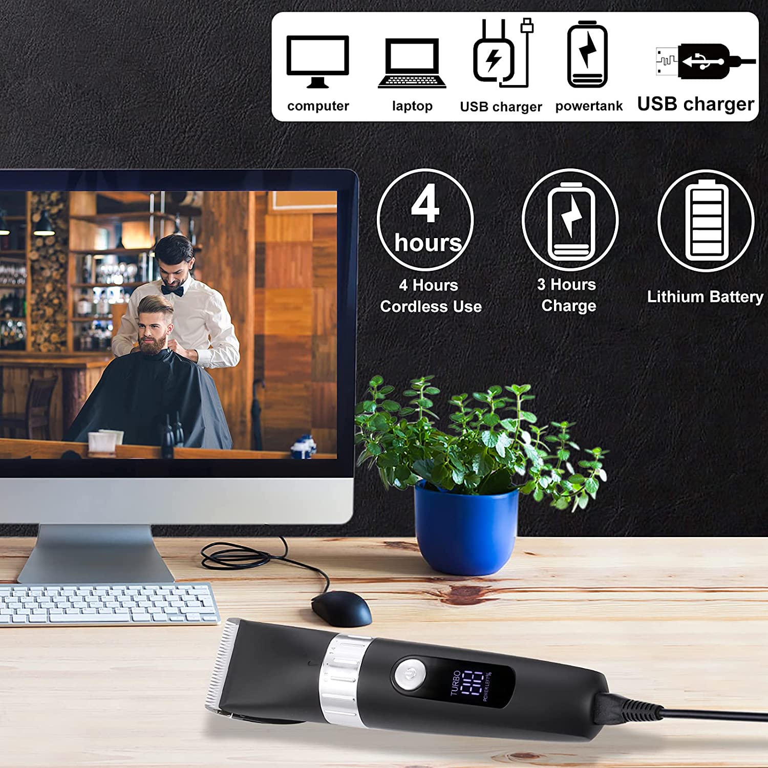 Cordless Rechargeable Hair Clipper Trimmer, 19 in 1 Pro Complete Hair Cutting Kit for Men Women Chil