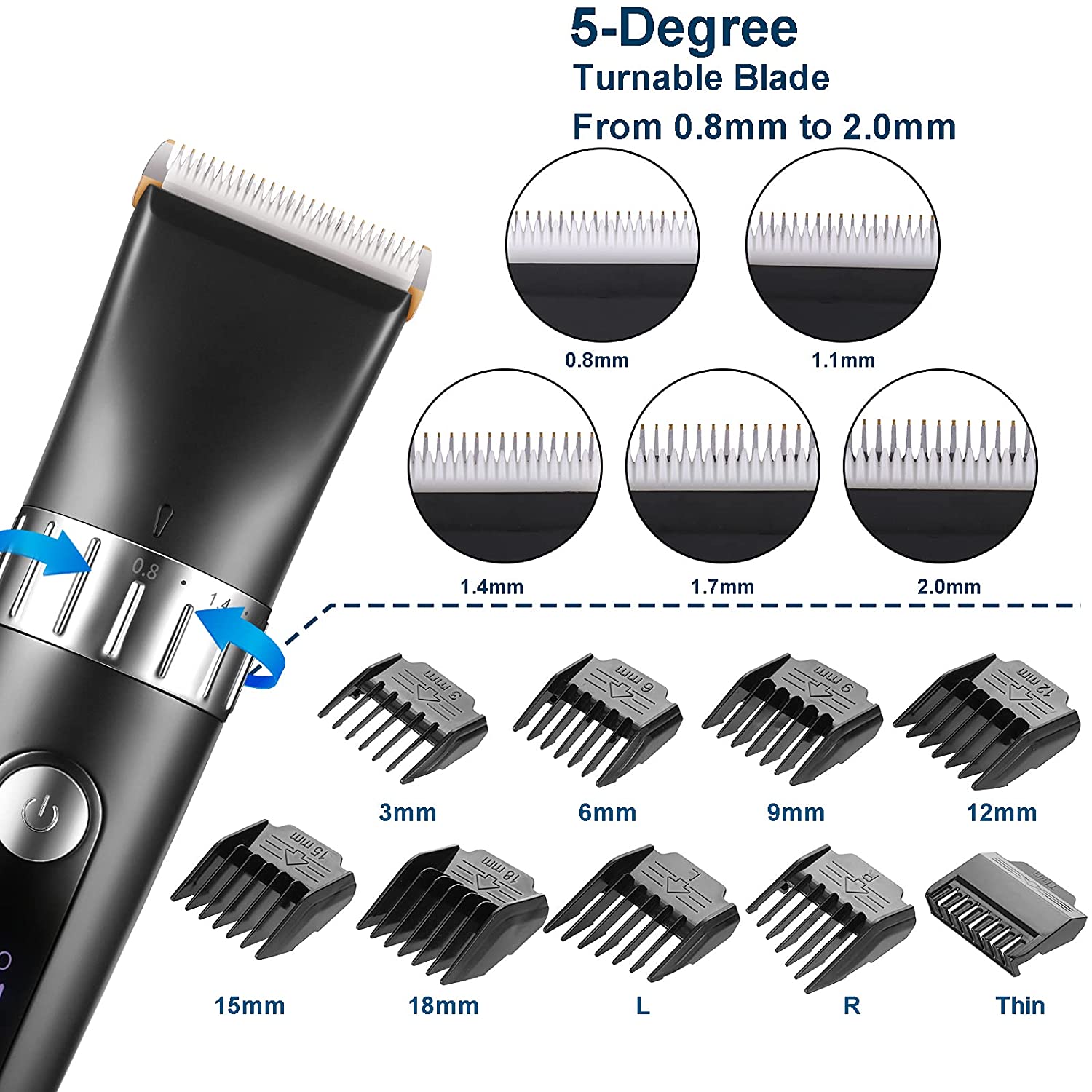 Cordless Rechargeable Hair Clipper Trimmer, 19 in 1 Pro Complete Hair Cutting Kit for Men Women Chil