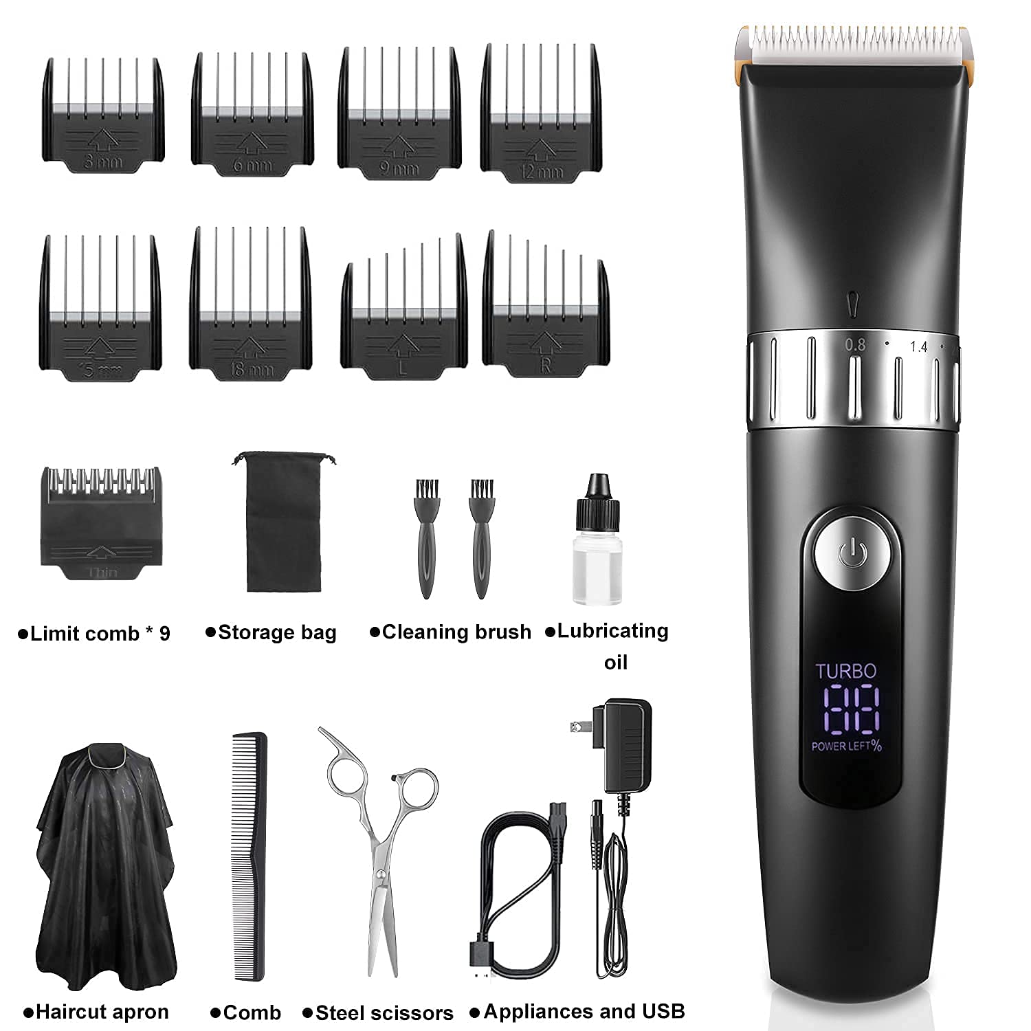 Cordless Rechargeable Hair Clipper Trimmer, 19 in 1 Pro Complete Hair Cutting Kit for Men Women Chil