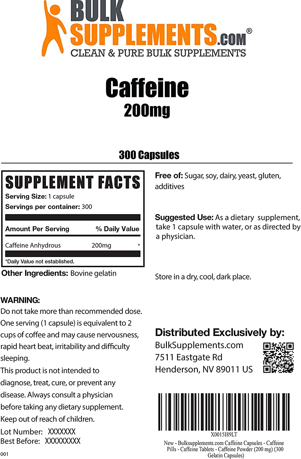 BulkSupplements.com Caffeine Capsules (200 mg) - Caffeine Supplements - Caffeine Pills - Caffeine Ta