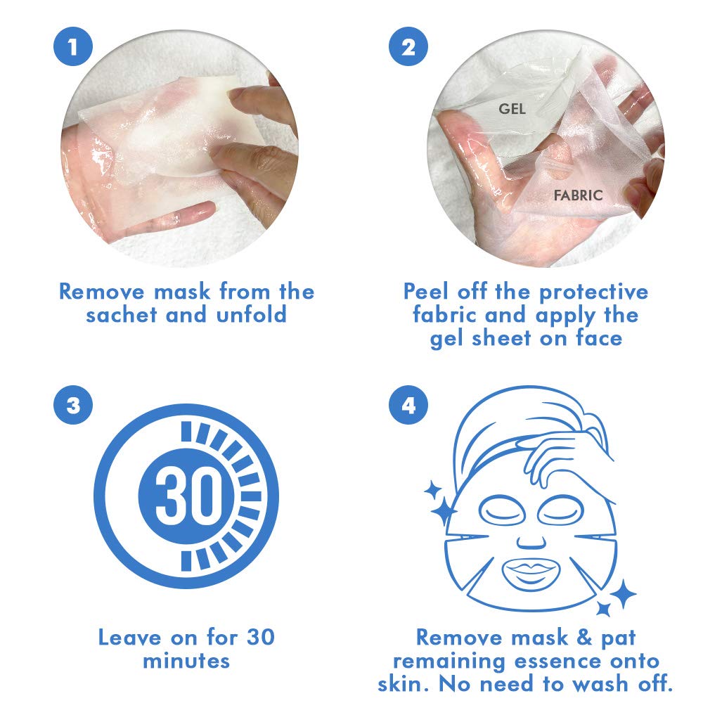 Ebanel 10-Pack Hydrogel Collagen Mask for Face, Instant Brightening Hydrating Face Mask Sheet Mask f