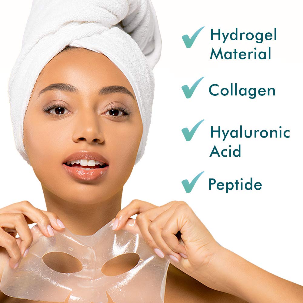 Ebanel 10-Pack Hydrogel Collagen Mask for Face, Instant Brightening Hydrating Face Mask Sheet Mask f