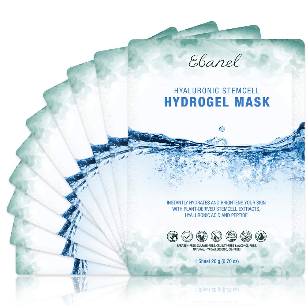 Ebanel 10-Pack Hydrogel Collagen Mask for Face, Instant Brightening Hydrating Face Mask Sheet Mask f
