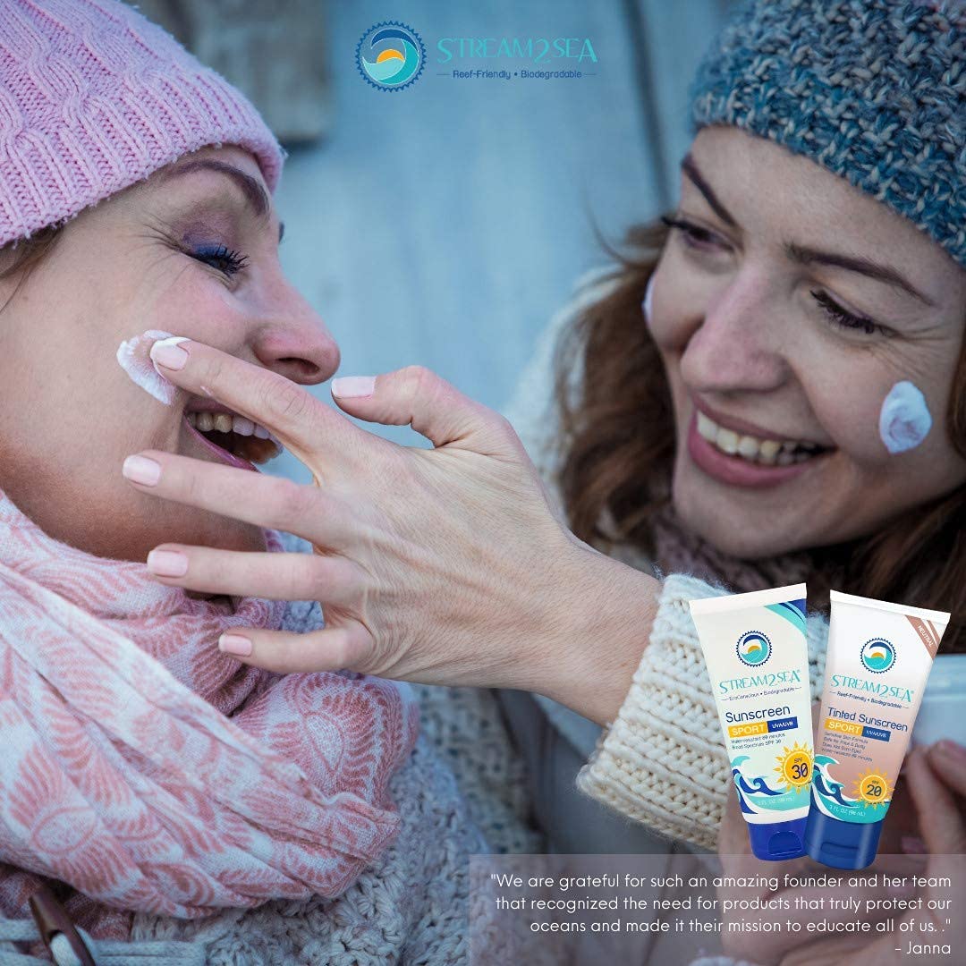 Stream2Sea SPF20 Reef Safe Sport Sunscreen for body, Natural, Water Resistant, Coral and Ocean Frien