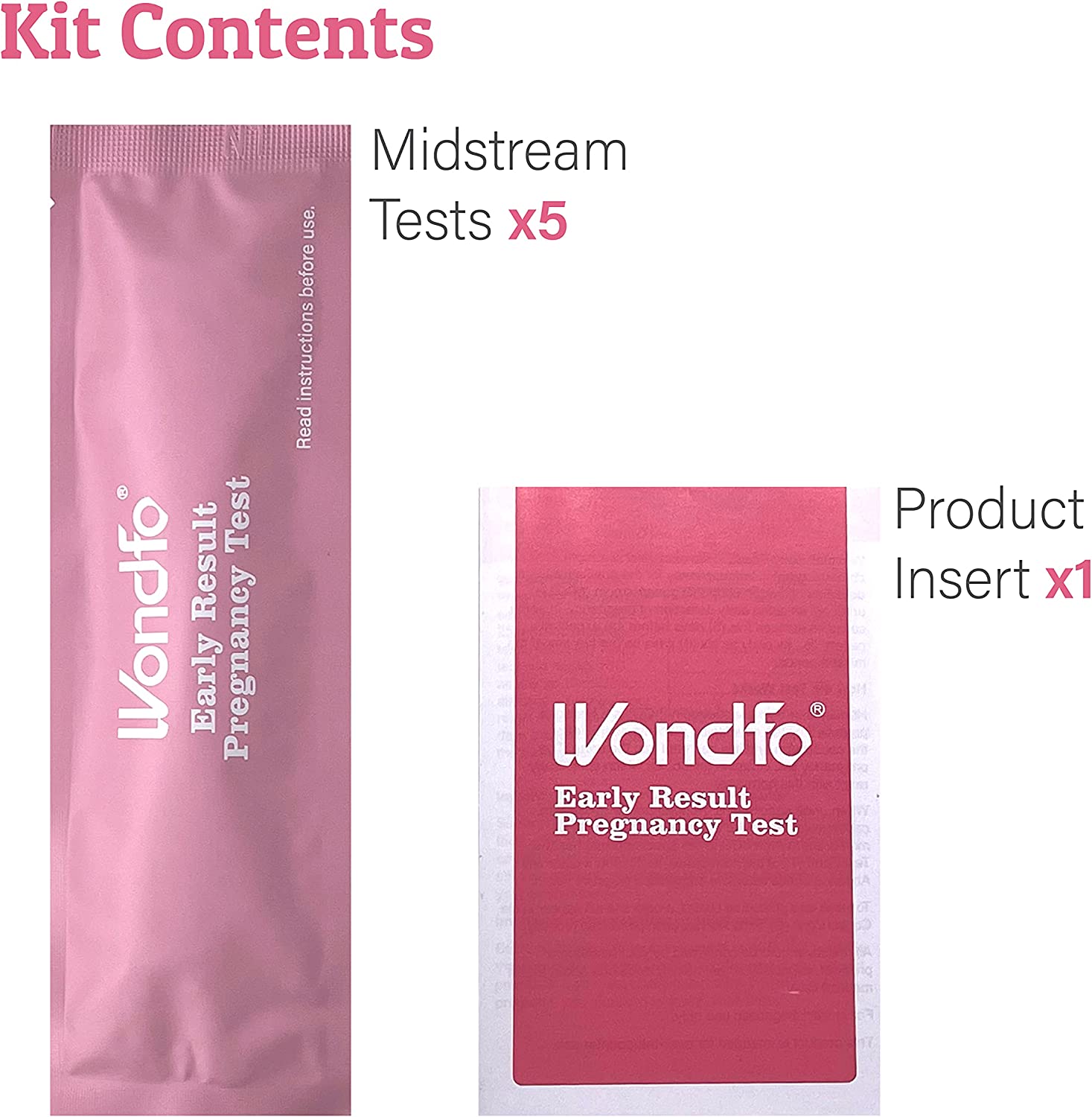 Wondfo Pregnancy Test Early Result 5 Pack - Extra Sensitive HCG Urine Midstream Test 10 MIU - Detect