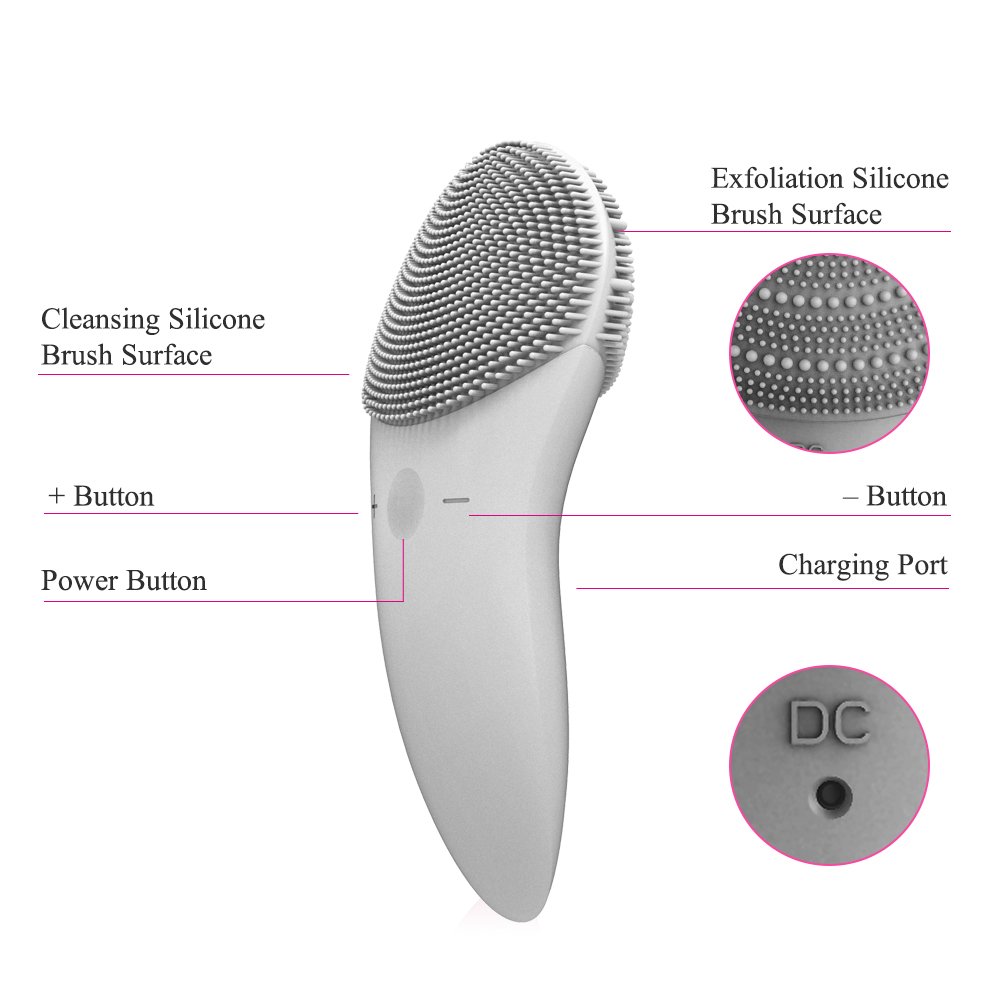 TOUCHBeauty Silicone Facial Cleansing Brush Sonic Face Brush Complete Facial Exfoliating Brush Spa S