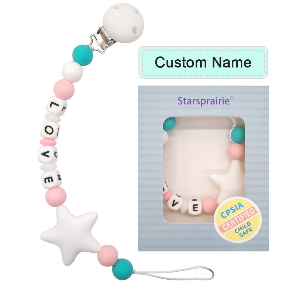 Customized Pacifier Clip Baby Teething Toys Personalized Name Pacifier Clip BPA Free Silicone Beads