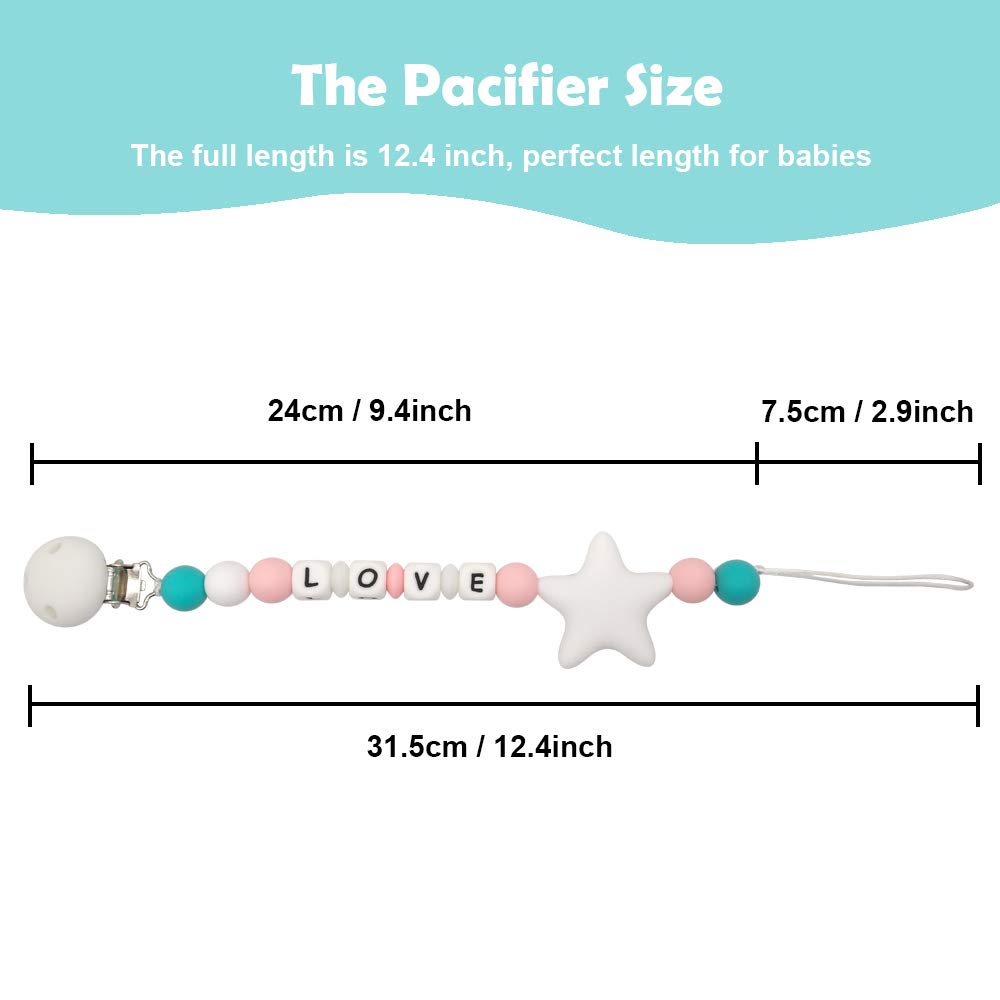 Customized Pacifier Clip Baby Teething Toys Personalized Name Pacifier Clip BPA Free Silicone Beads