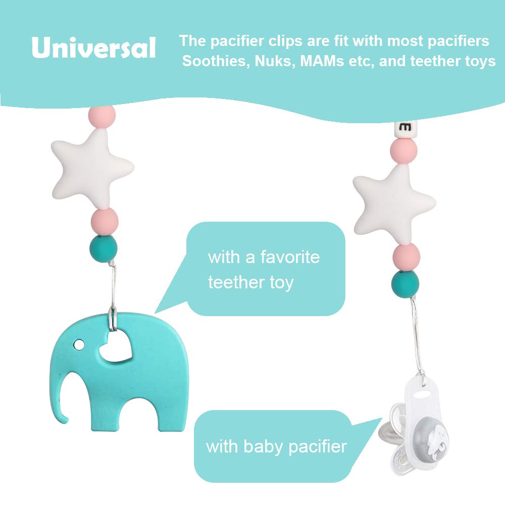 Customized Pacifier Clip Baby Teething Toys Personalized Name Pacifier Clip BPA Free Silicone Beads