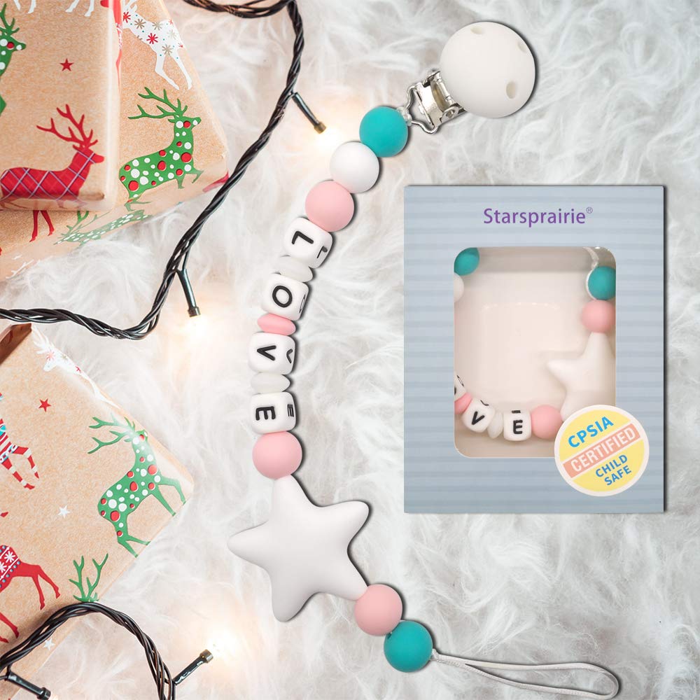 Customized Pacifier Clip Baby Teething Toys Personalized Name Pacifier Clip BPA Free Silicone Beads