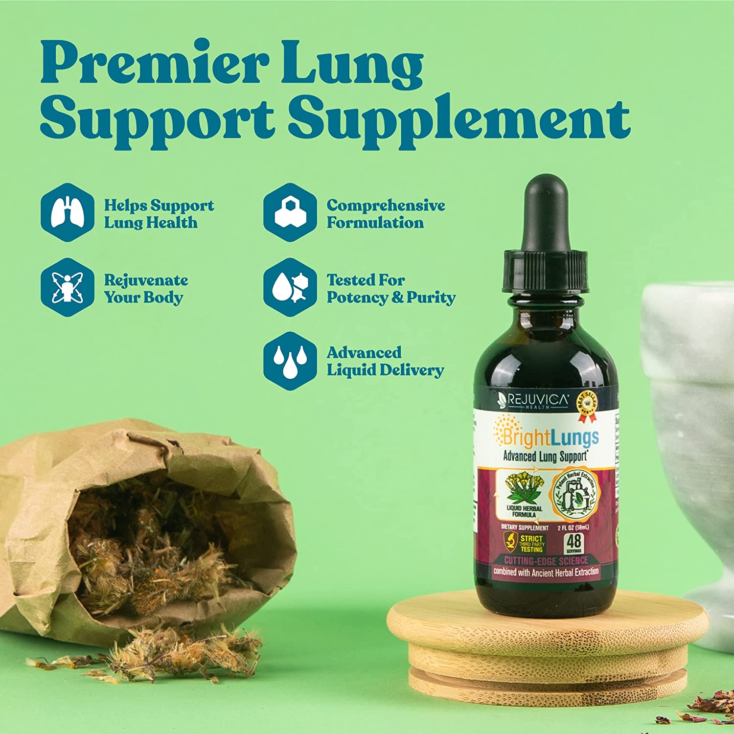 Bright Lungs - Advanced Lung Support Supplement - Liquid Delivery for Better Absorption - Grindelia,