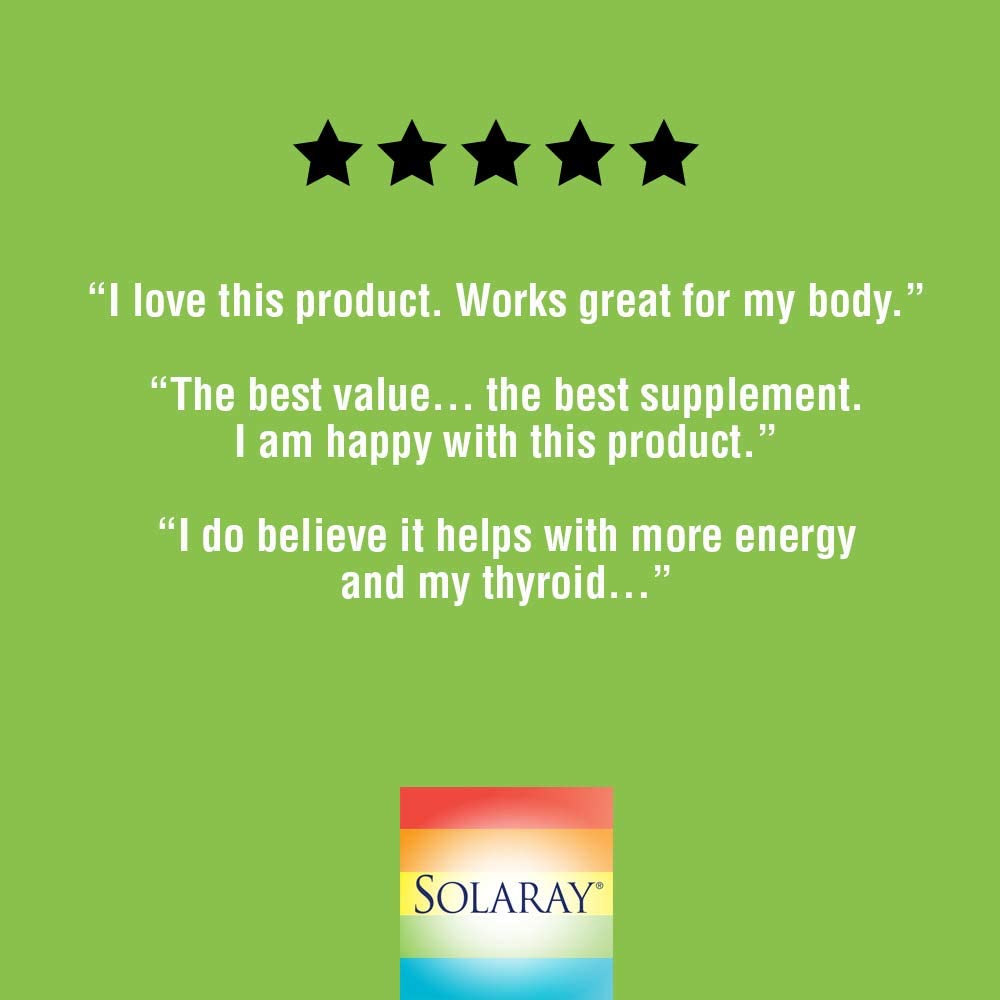 Solaray Kelp 550 mg with Folic Acid for Healthy Thyroid Function, Energy & Metabolism Support | Non-