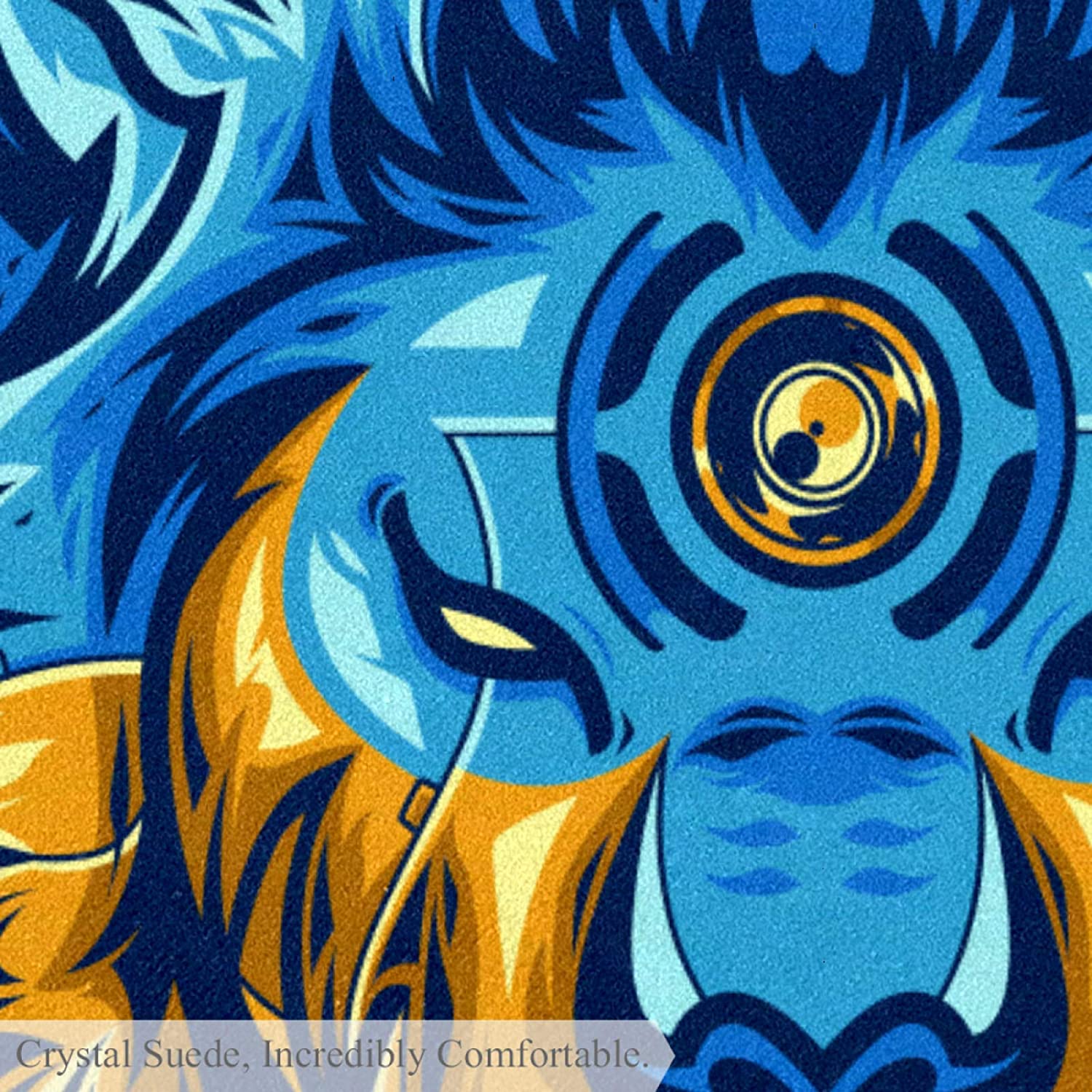 Pet Round Mat Blue Lion Feeding Mat Colorful for Pet Dogs Cats Beds 27.6x27.6in