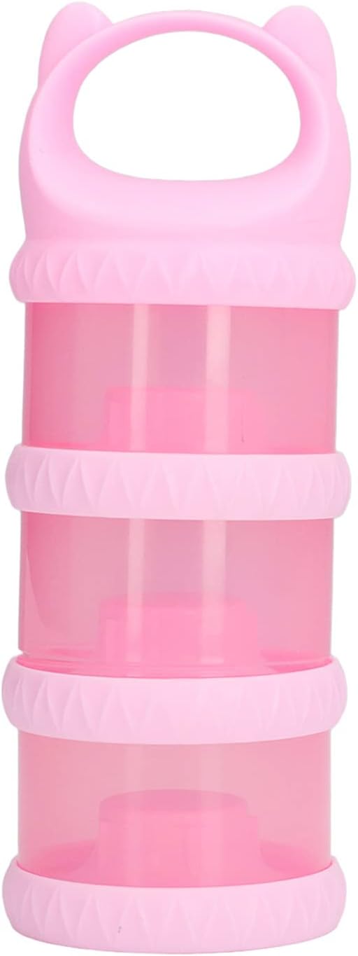 Eujgoov Powder Container, 3 Layers Pink Clear Containers Jars Washable Powdered Sugar Bread Storage 