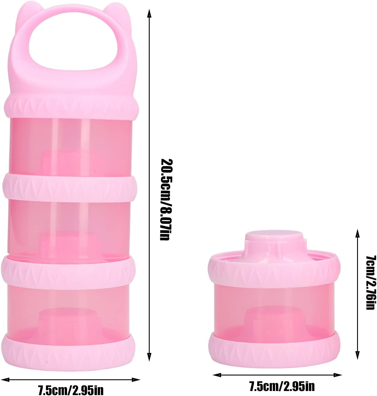 Eujgoov Powder Container, 3 Layers Pink Clear Containers Jars Washable Powdered Sugar Bread Storage 