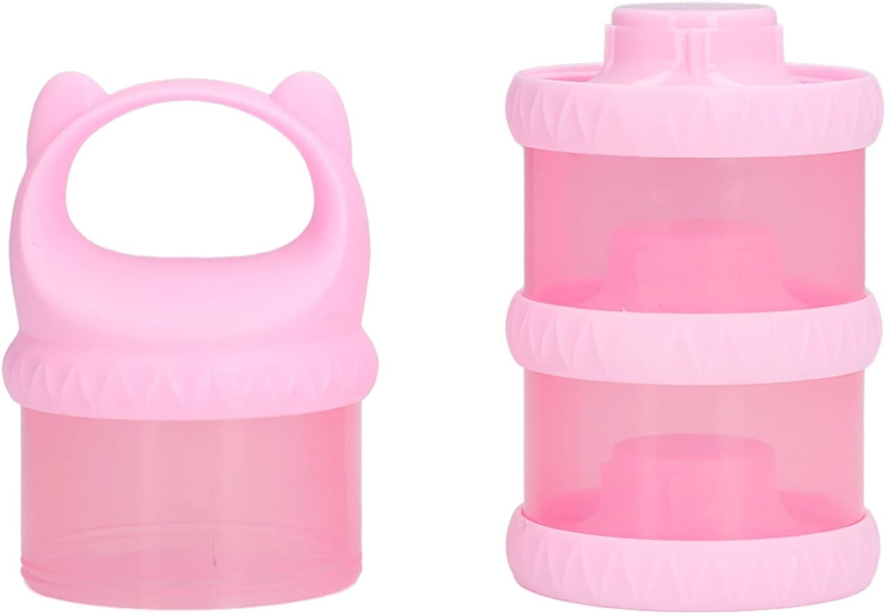 Eujgoov Powder Container, 3 Layers Pink Clear Containers Jars Washable Powdered Sugar Bread Storage 