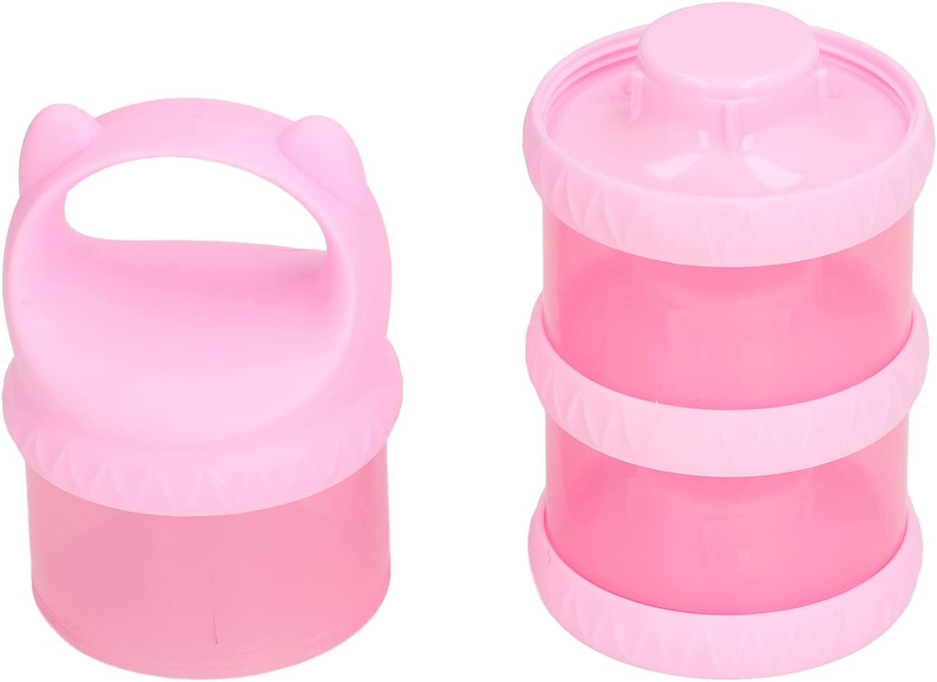 Eujgoov Powder Container, 3 Layers Pink Clear Containers Jars Washable Powdered Sugar Bread Storage 