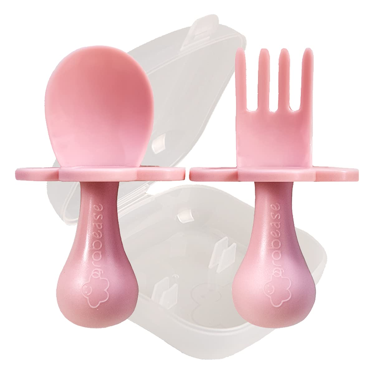 Grabease Baby and Toddler Self-Feeding Utensils \xe2\x80\x93 Spoon and Fork Set for Baby-Led Weaning