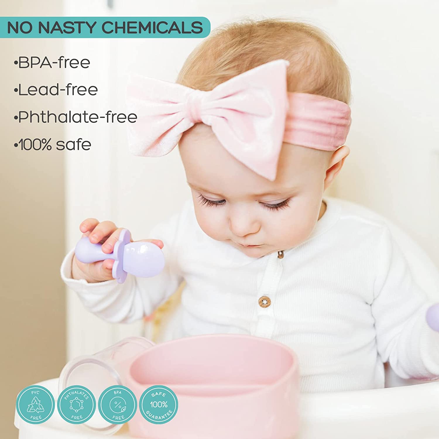 Grabease Baby and Toddler Self-Feeding Utensils \xe2\x80\x93 Spoon and Fork Set for Baby-Led Weaning