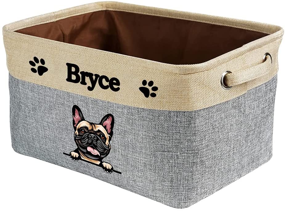 MALIHONG Personalized Foldable Storage Basket with Cute Dog French Bulldog Collapsible Sturdy Fabric